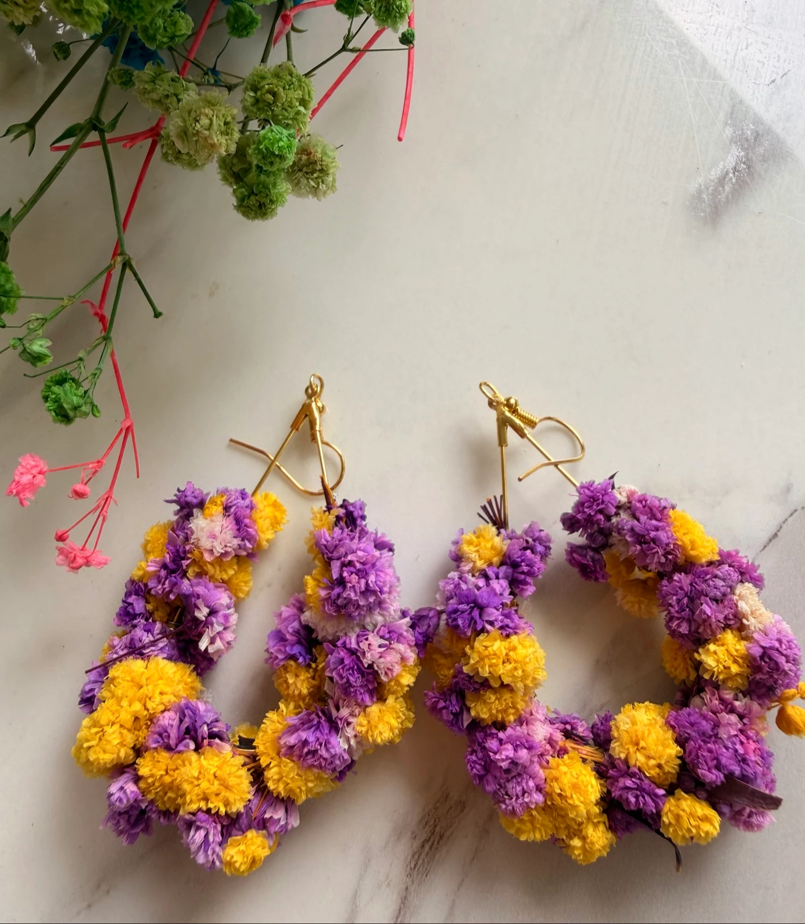 Handgemaakte gypsophila oorbellen – photo 3